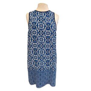 Mud Pie Womens Blue & White Sleeveless Shift Dress Size M Polyester Blend